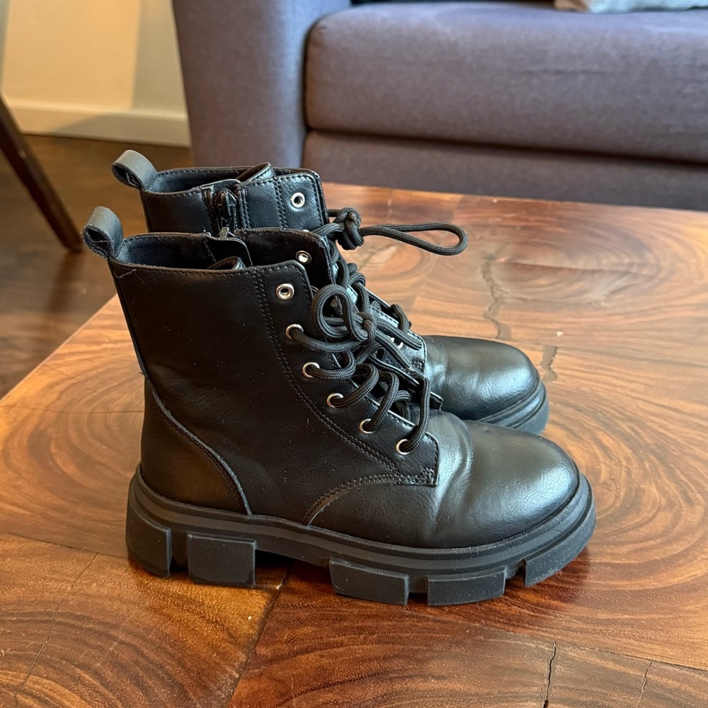 Black combat boots for Kids'